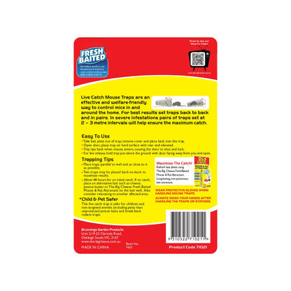 The Big Cheese Live Catch Mouse Trap Prebaited - 2 Pack