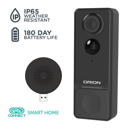 Orion Grid Connect Smart Rechargeable Video Doorbell Camera - 2K