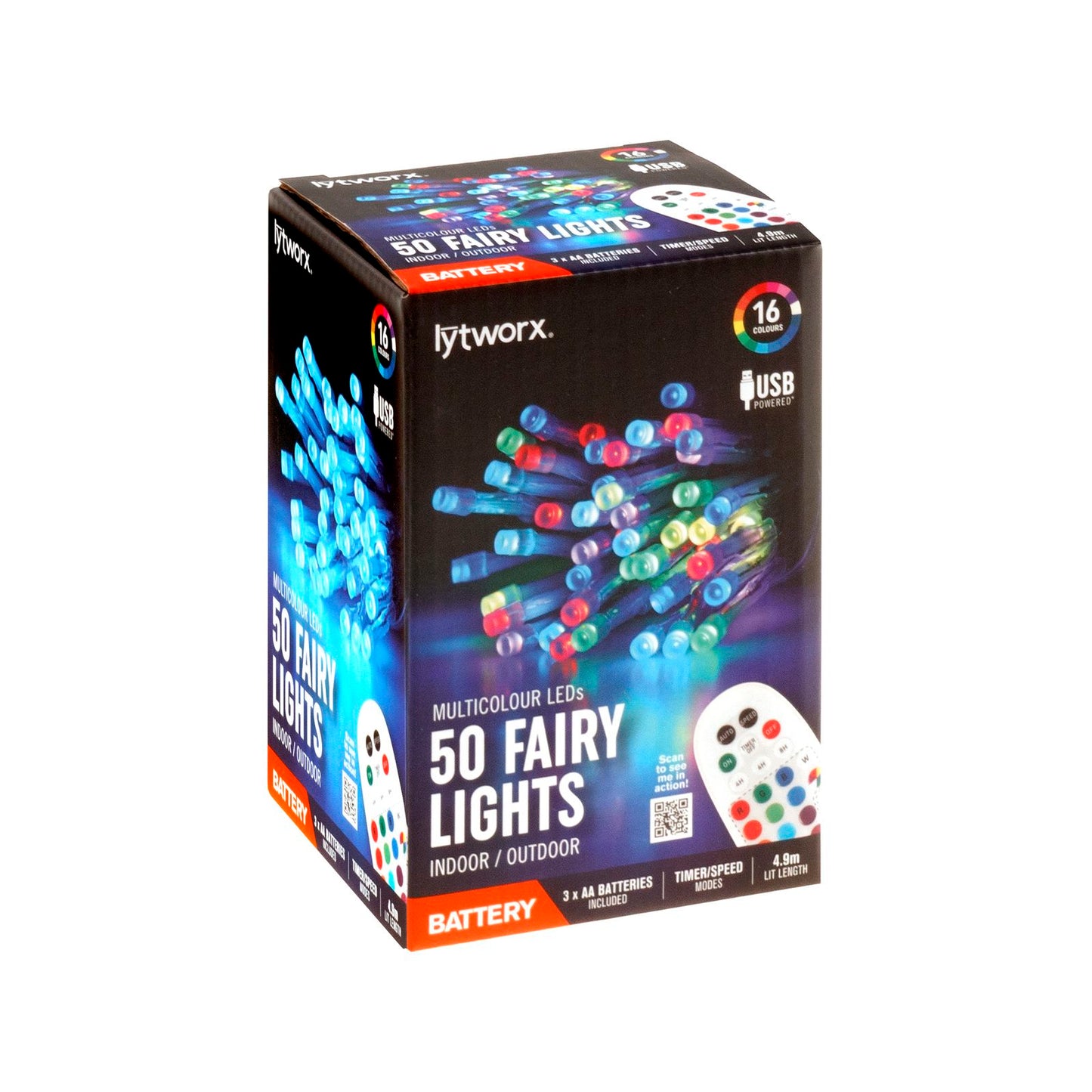 Lytworx Multicolour Fairy Lights - 50 Pack - 4.9m