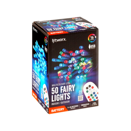 Lytworx Multicolour Fairy Lights - 50 Pack - 4.9m