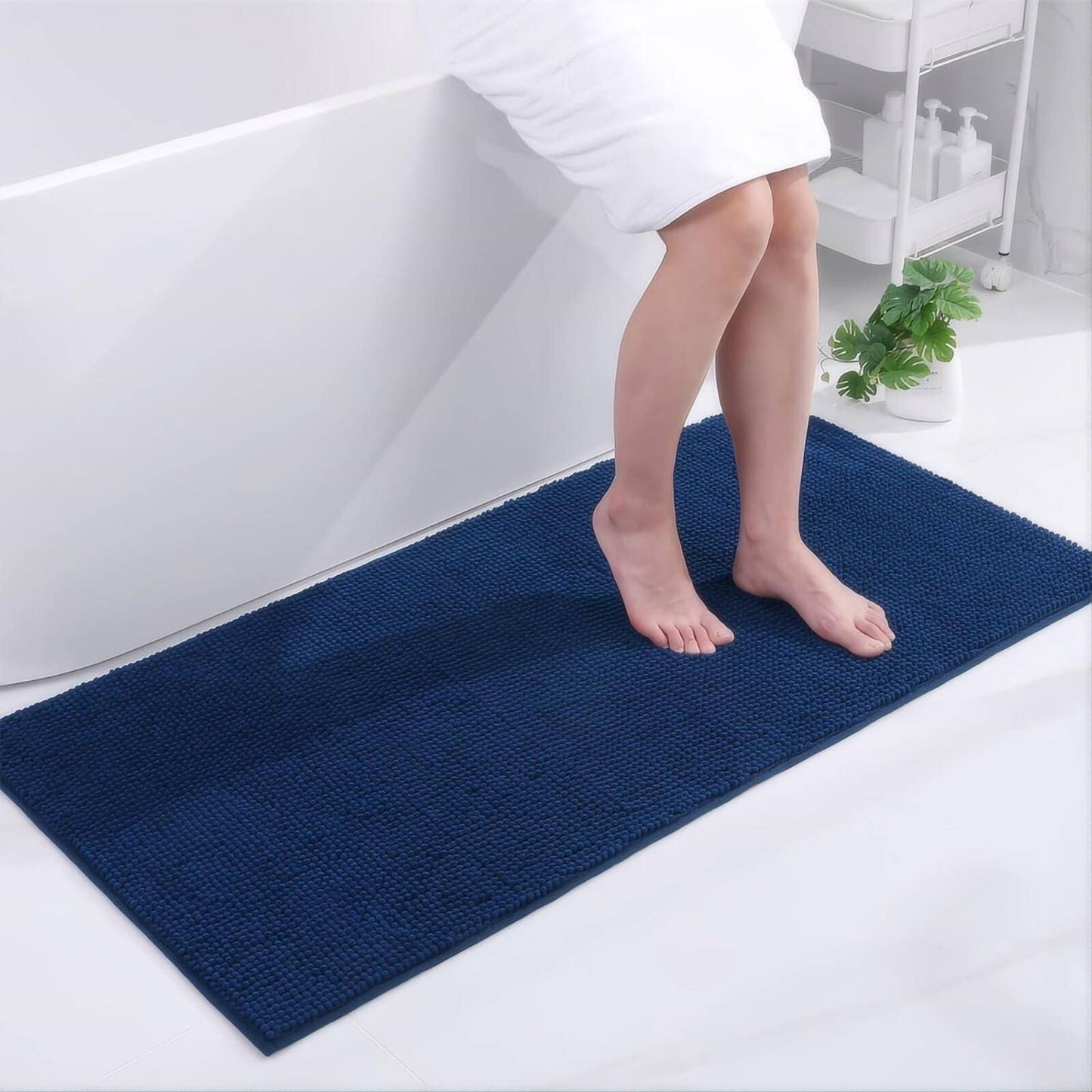 Barelli Chenille Bath Mat - 120 x 60cm - Navy