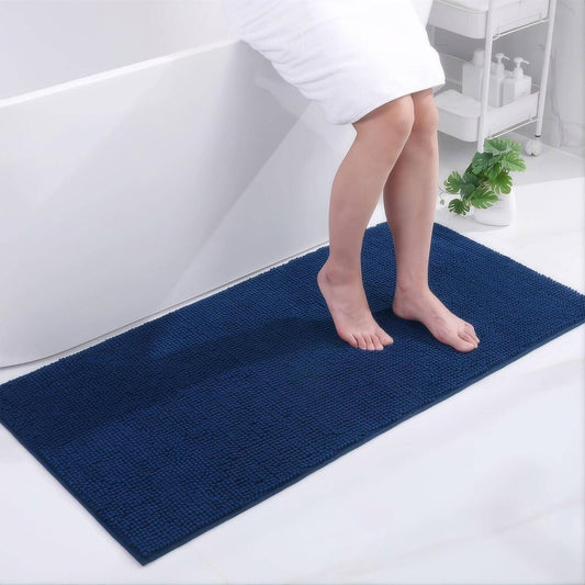 Barelli Chenille Bath Mat 120 x 60cm Navy