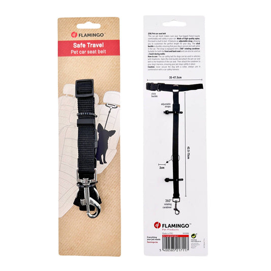 Flamingo Black Car Pet Traction Rope - 475mm