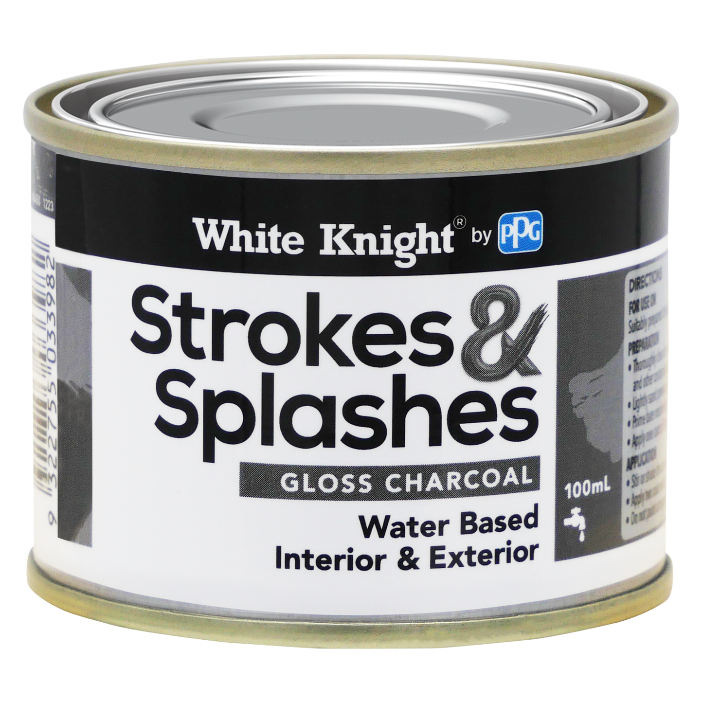 White Knight Charcoal Strokes and Splashes Paint - 100ml