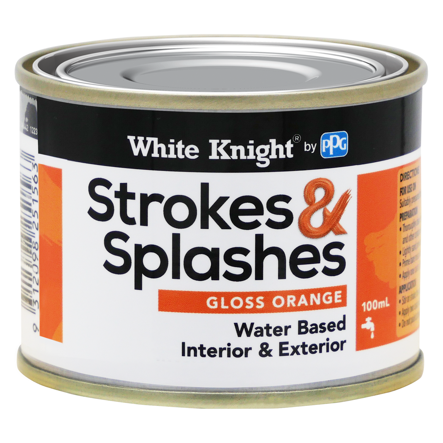 White Knight Orange Strokes and Splashes Paint - 100ml