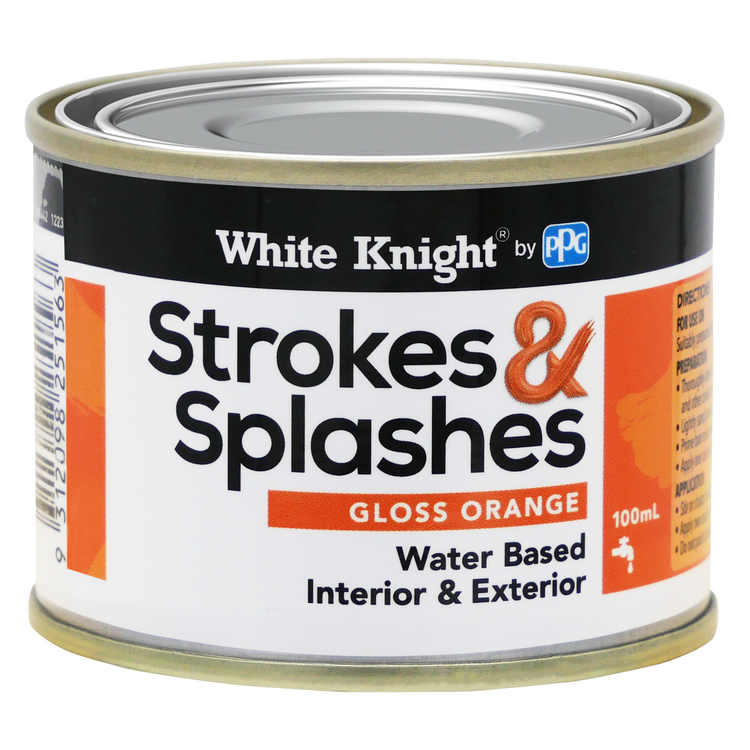 White Knight 100ml Orange Strokes and Splashes Paint