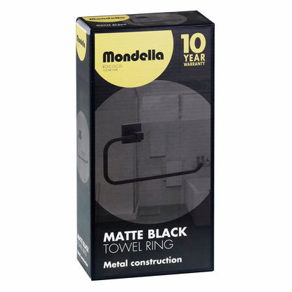 Mondella Matte Black Rococo Towel Ring - 245mm x 120mm x 60mm - Zinc