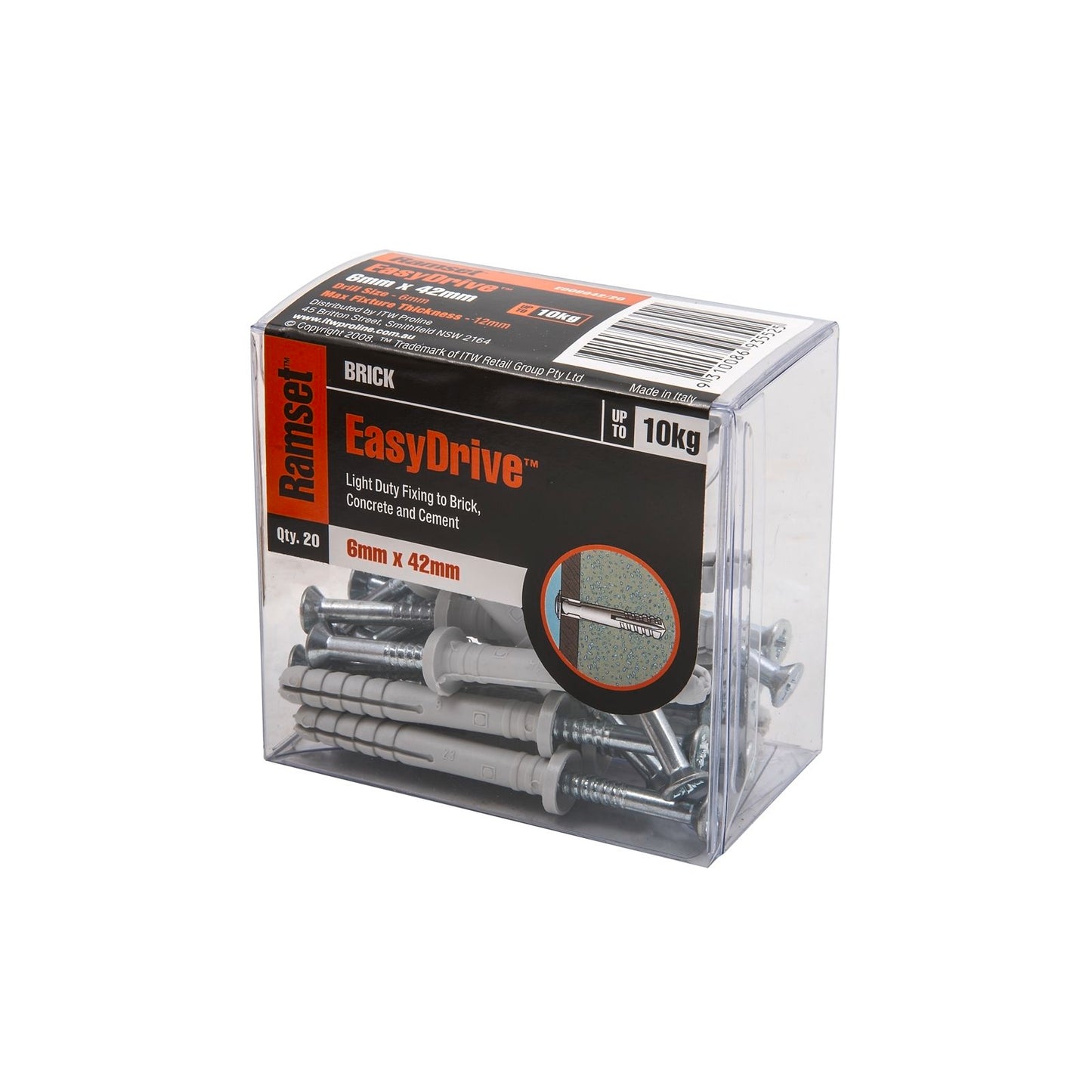 Ramset Easydrive Anchor Brick - 6 x 42mm - 20 Pack