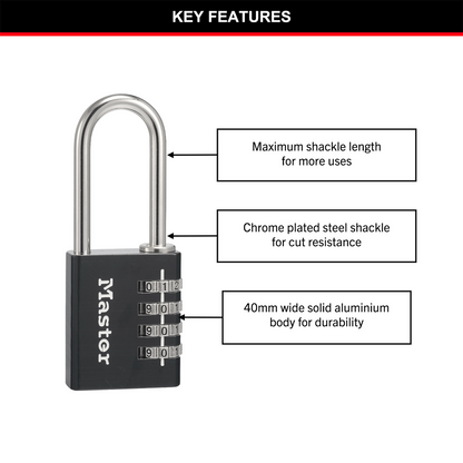Master Lock Combination Padlock - 51mm Shackle - Aluminium - Keyless