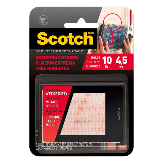 Scotch Clear Extreme Fasteners Strip - 2.5cm x 7.6cm - 2 Pack
