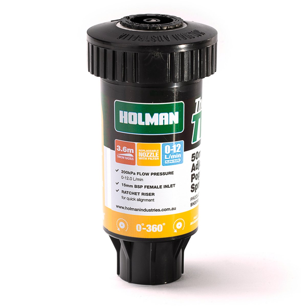 Holman Adjustable Pop Up Sprinkler 50mm Plastic 3.6m Throw