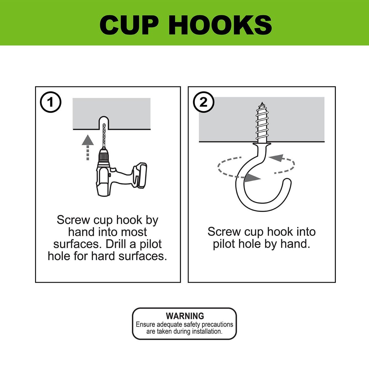 Everhang Cup Hooks - 12mm - PVC - Easy to Install - 5 Pack
