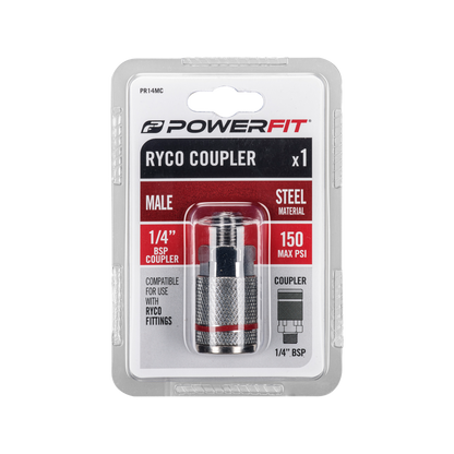 Powerfit Ryco Male Coupler - 1/4" BSP - 150PSI