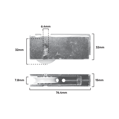 Rolltrak Adjustable Steel Carriage - 76 x 40mm