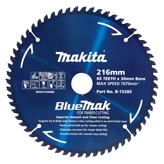 Makita 216mm Bluemark Mitre Saw Blade - 60T