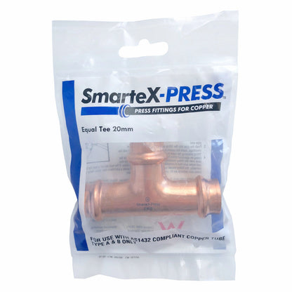 SmarteX-PRESS Equal Tee - 20mm - Copper