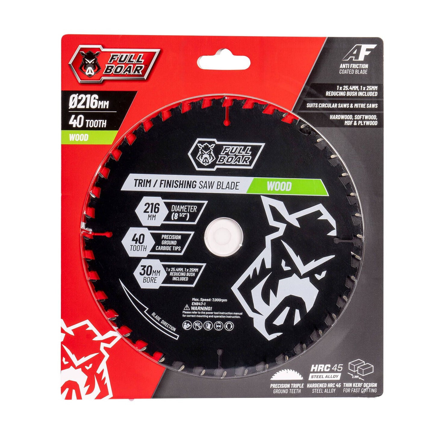 Full Boar Circular Saw Blade - 216mm - 40T
