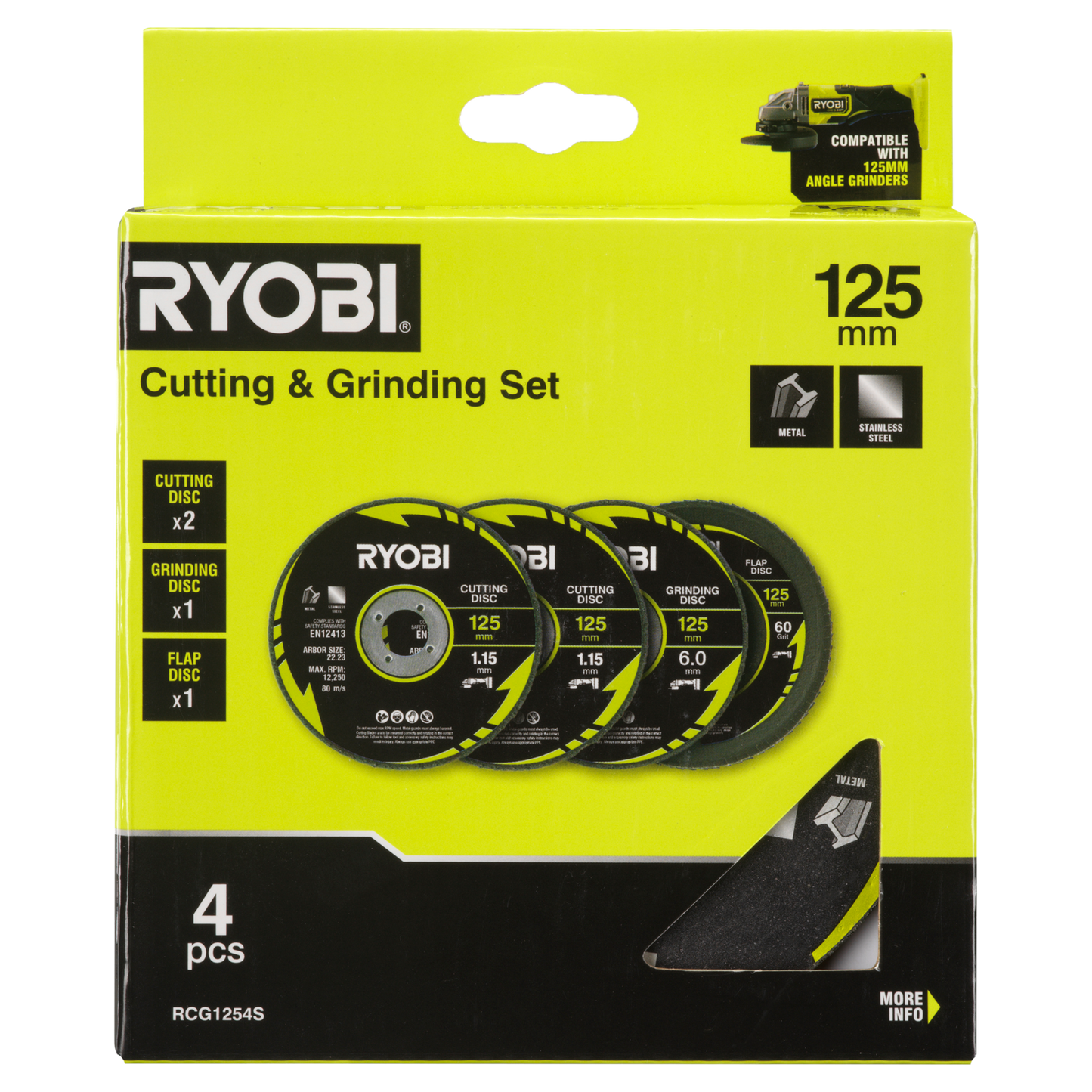 Ryobi Cutting and Grinding Set - 125mm - 4 Piece