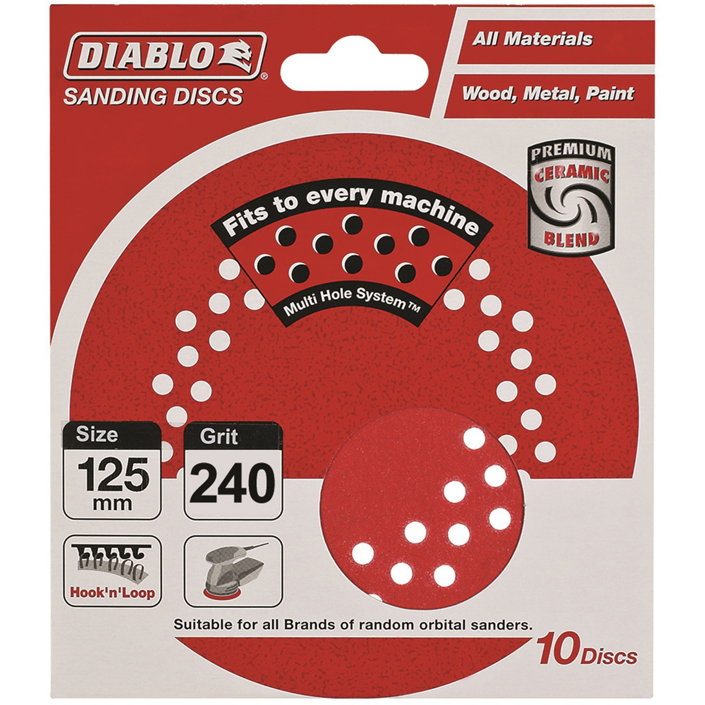 Diablo 125mm 240 Grit Sanding Discs - 10 Pack