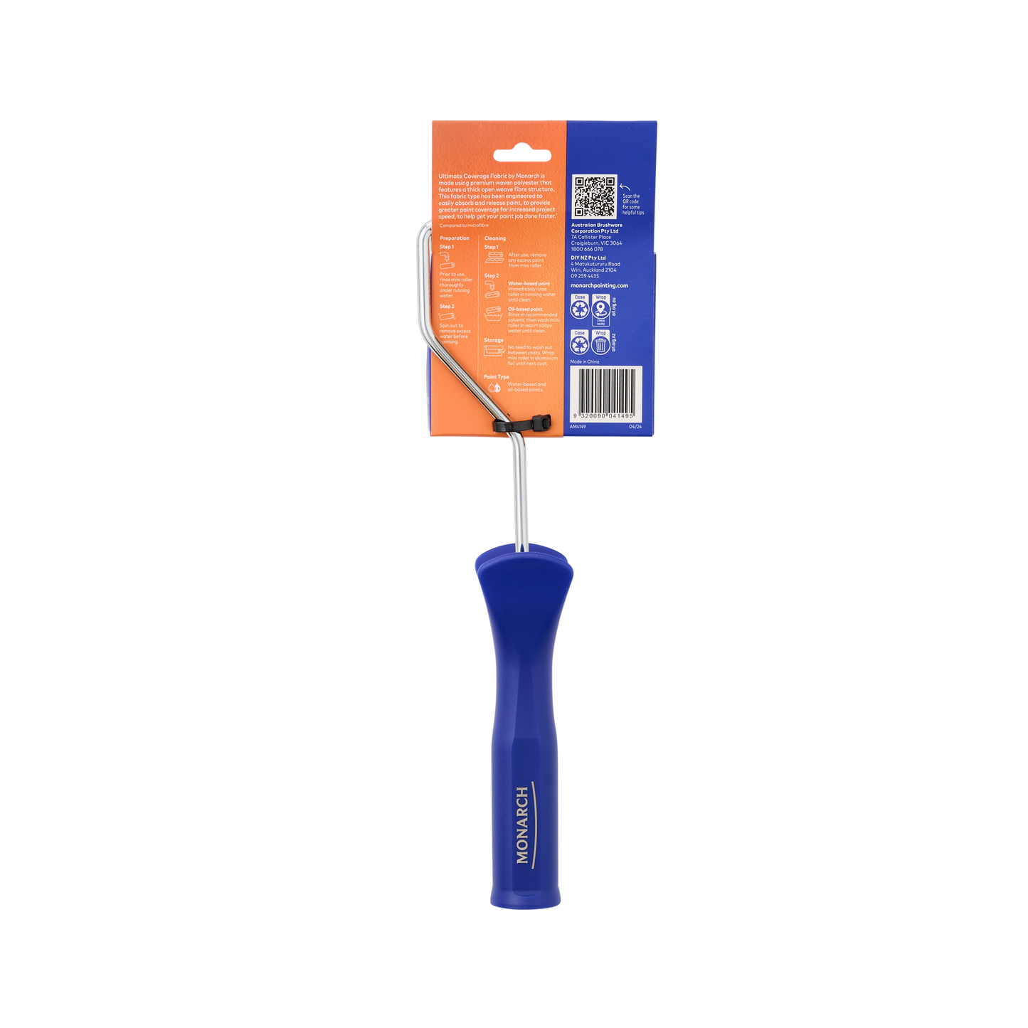 Monarch Mini Rollers Orange 100mm/14mm Nap 3 Piece