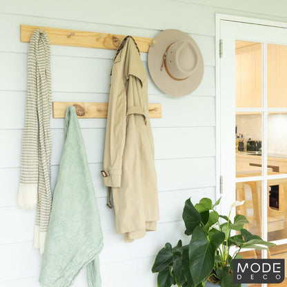 Mode Hook Rack - 4 Hooks - Natural Pine - 610mm - Functional Design