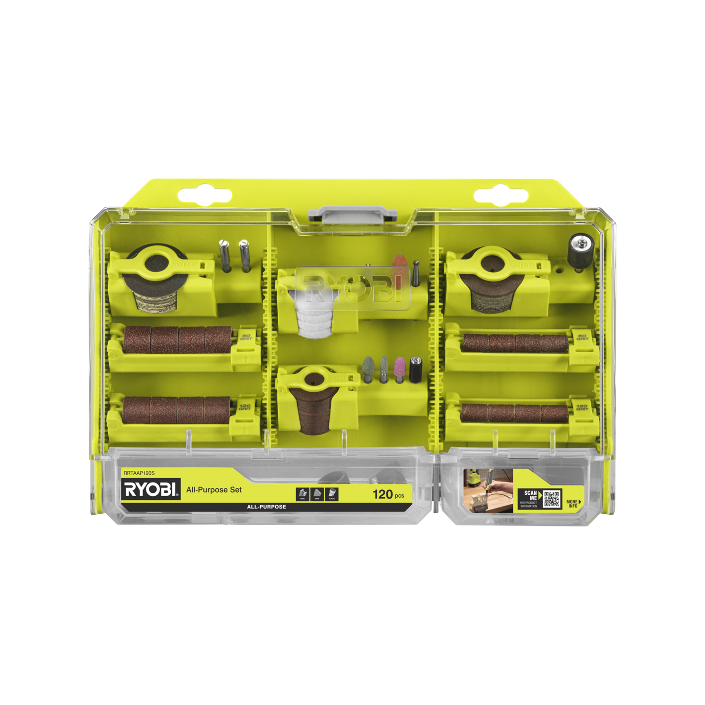 Ryobi All Purpose Rotary Tool Accessory Set - 55 x 1 x 101mm - 120 Piece