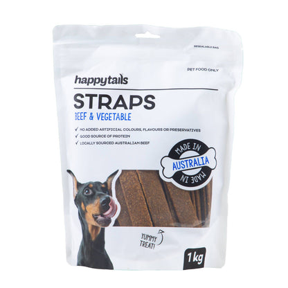 Happy Tails Beef and Vegetable Straps Dog Treats - 1kg