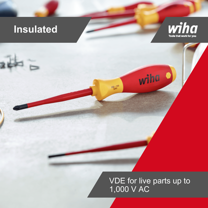 Wiha VDE Insulated Softfinish Phillips Screwdriver - PH1 - 80mm