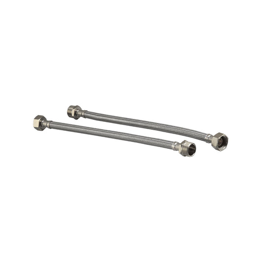 Kinetic 250mm Stainless Steel Flexible Braided Hose Mixer Tap Extension - 2 Pack