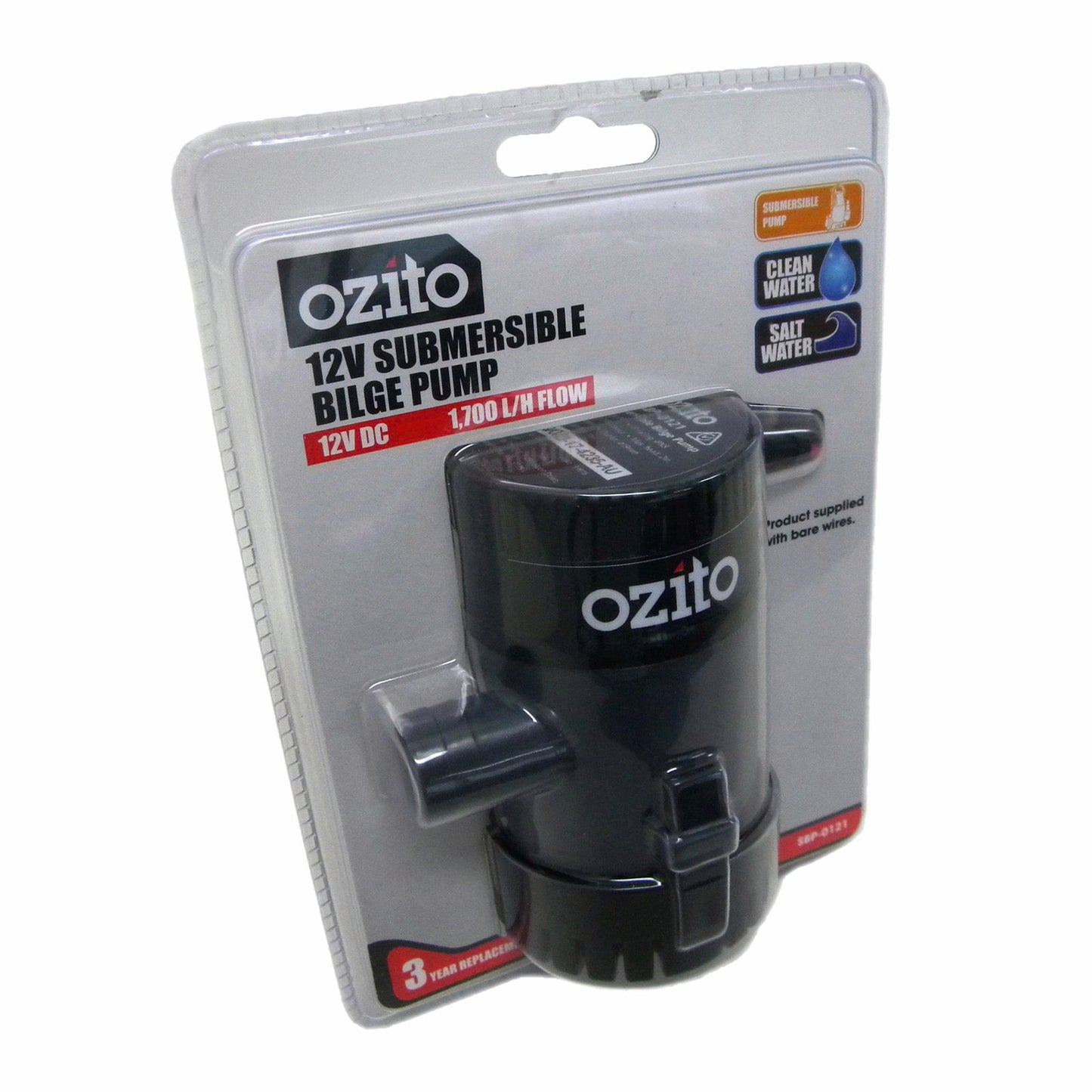 Ozito Bilge Pump - 12V - 1700L/h