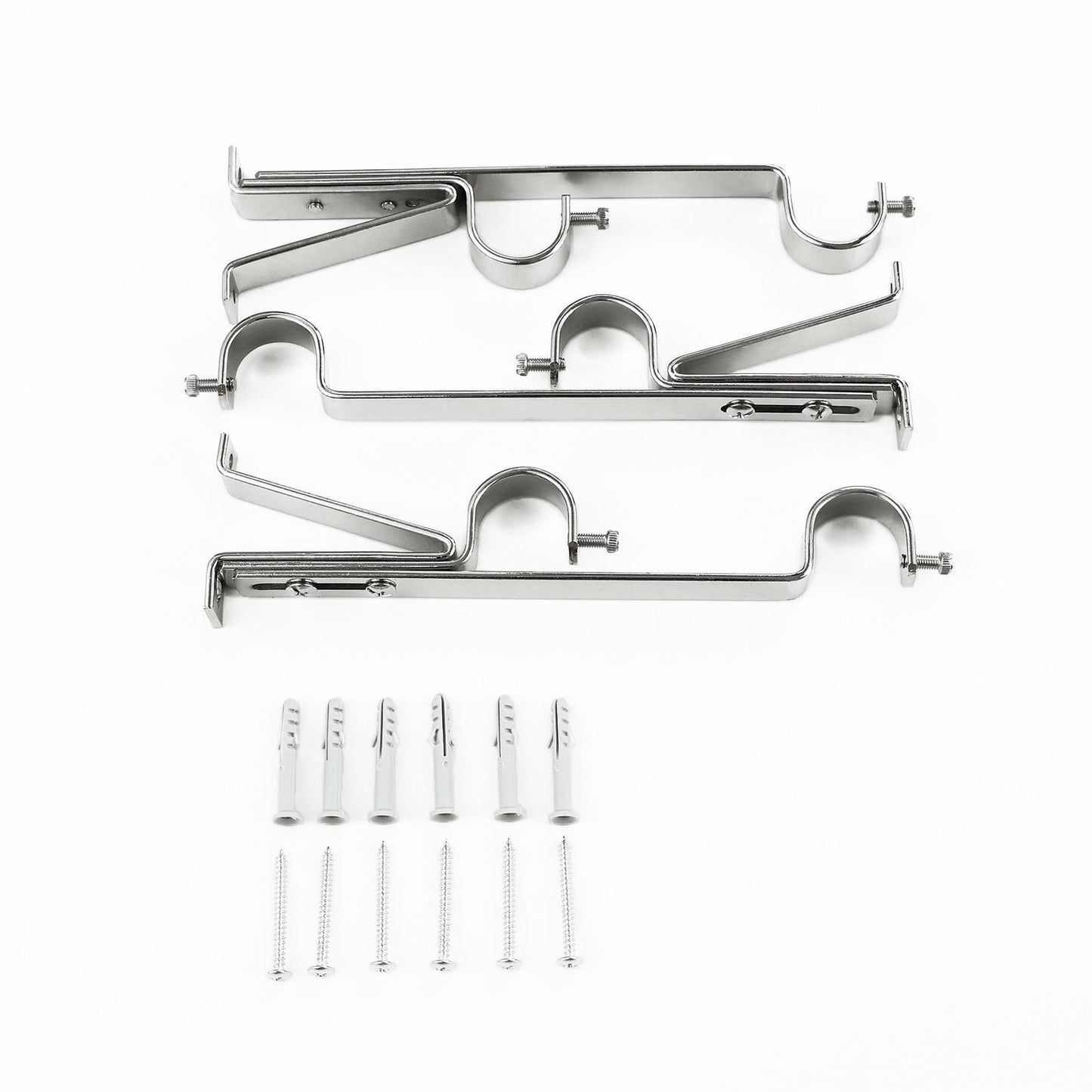 Windoware Double Curtain Rod Bracket - 25mm - Satin - 3 Pack