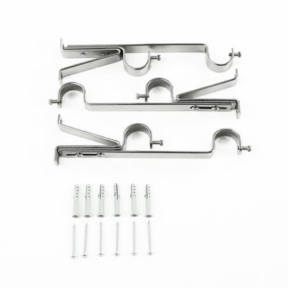 Windoware Double Curtain Rod Bracket - 25mm - Satin - 3 Pack