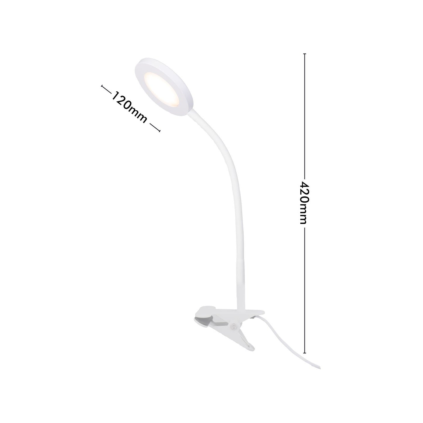 Verve Design White Dalton Clamp Lamp - 6W - 530 Lumens
