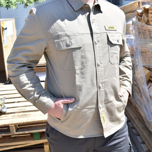 Dewalt Khaki Granite Long Sleeve Button Up Shirt - M