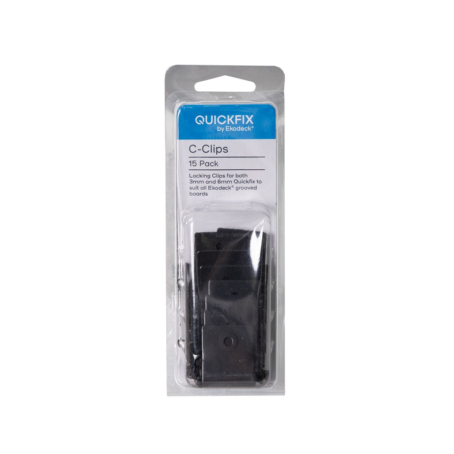Quickfix Ekodeck C Clips - 40 x 30 x 100mm - 15 Pack - Black