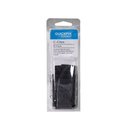 Quickfix Ekodeck C Clips - 40 x 30 x 100mm - 15 Pack - Black