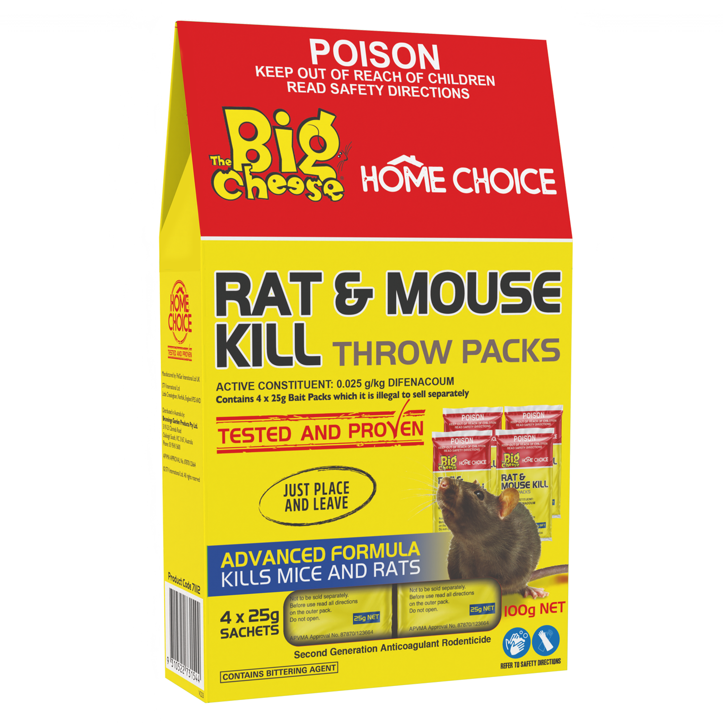 The Big Cheese Rat & Mouse Kill Throw Packs - 4 x 25g