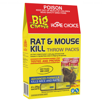 The Big Cheese Rat & Mouse Kill Throw Packs - 4 x 25g
