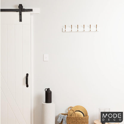 Mode Perma Products Hat And Coat Rack 6 Brushed Nickel Hooks White