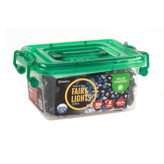 Lytworx Solar Fairy Lights - 24.4m - Blue and White - 350 Pack