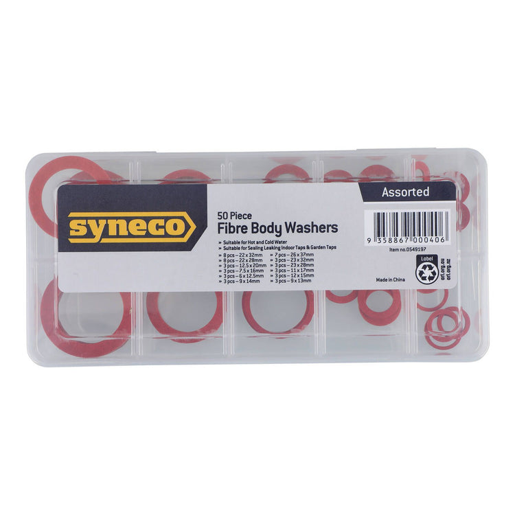 Syneco Assorted Fibre Body Washers 50 Pack