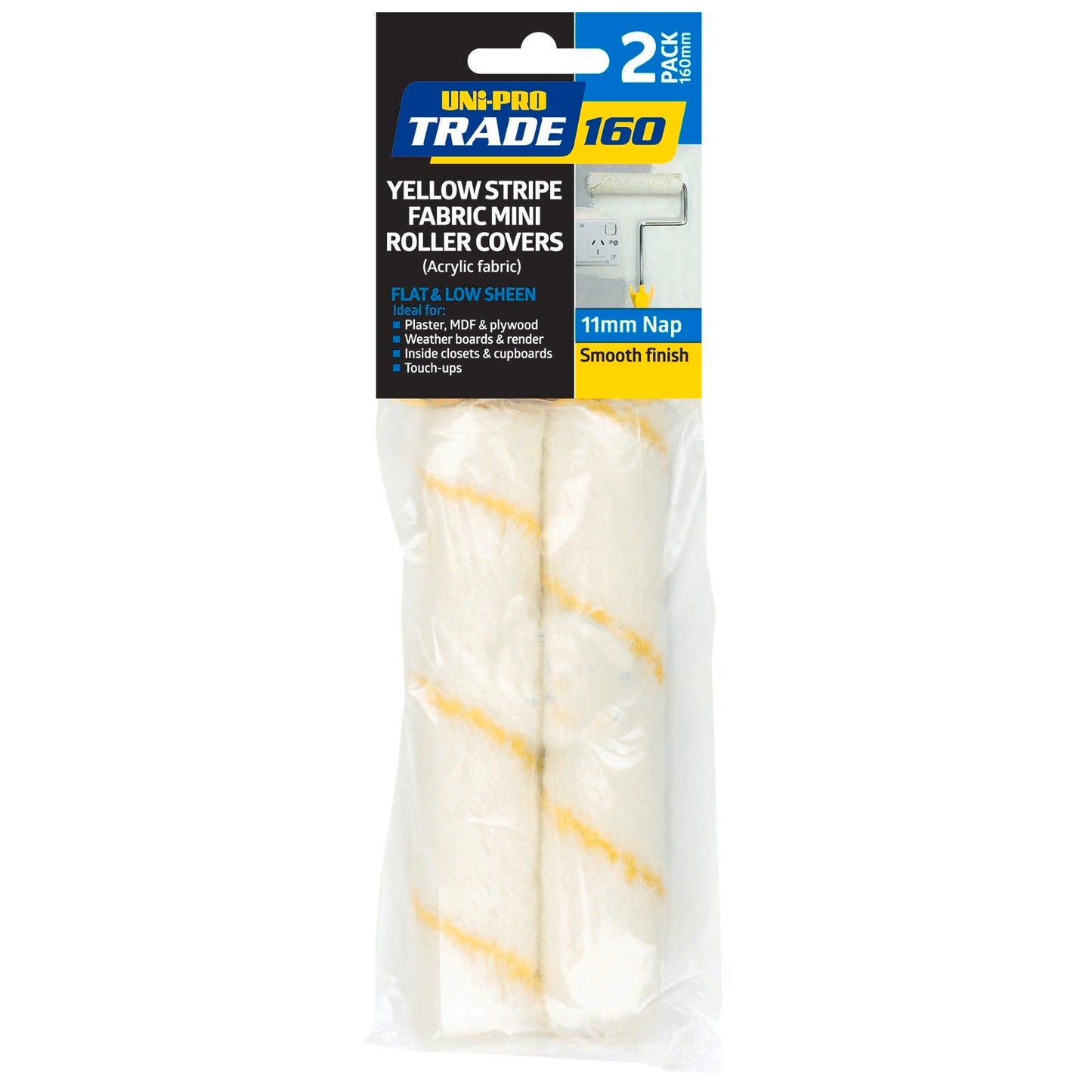 UNi-PRO Trade Fabric Roller Cover - 160mm - 2 Pack