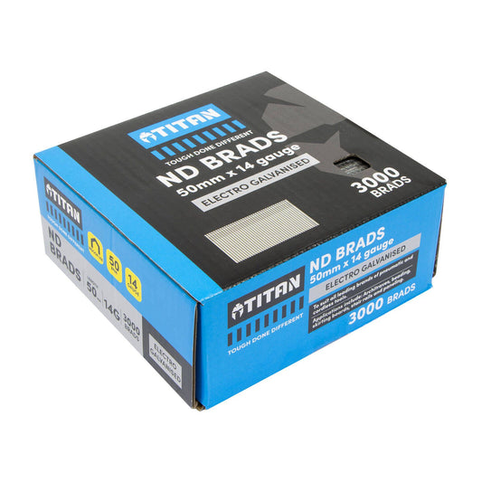 Titan Collated Nail Brads - 50mm - Electro Galvanised - 3000 Pack
