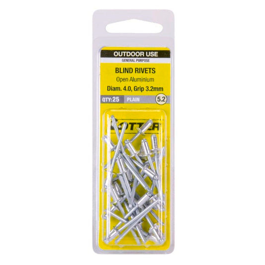 Otter Open Aluminium Blind Rivets - 4 x 3.2mm - 25 Pack