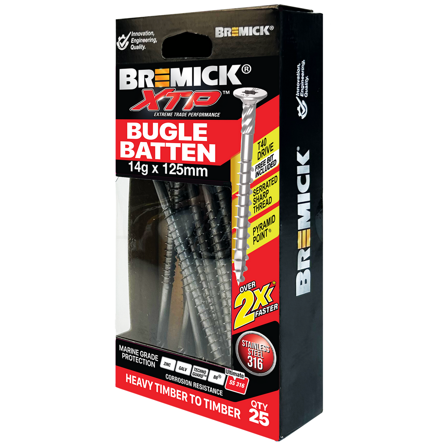 Bremick XTP Bugle Batten - 14g x 125mm - Stainless Steel 316 - 25 Pack