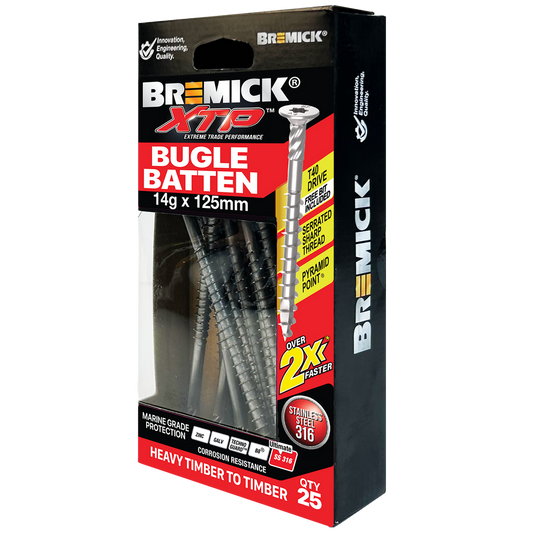Bremick XTP Bugle Batten - 14g x 125mm - Stainless Steel 316 - 25 Pack