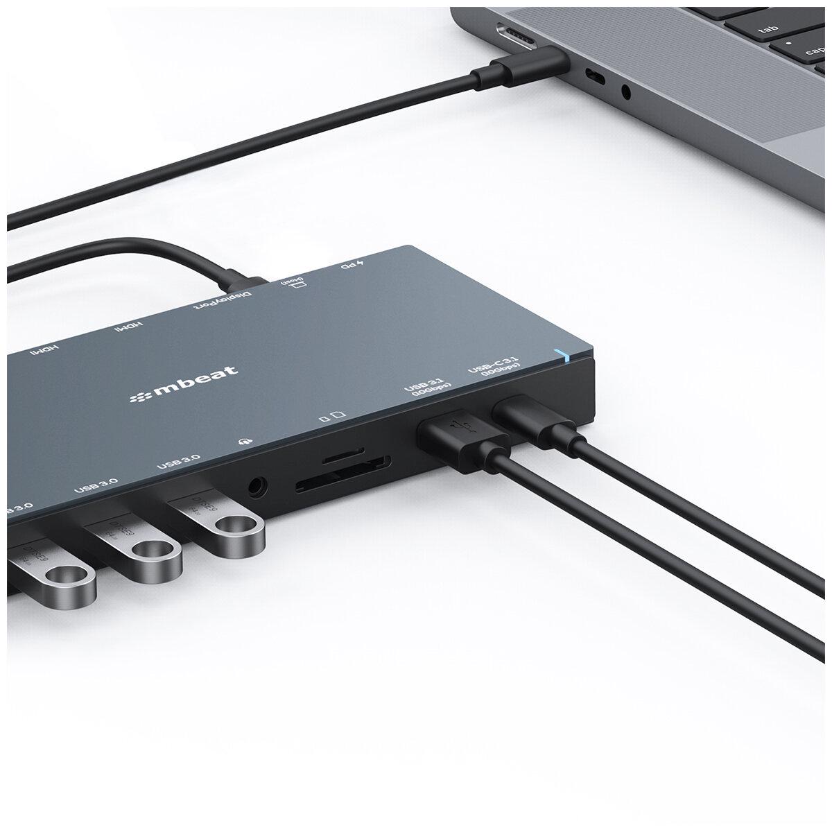 mBeat 15 In 1 Triple Display USB-C Dock Space Grey MB-UCD-X15