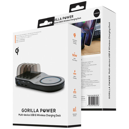 mbeat Gorilla Power 50W Qi Certified Multi-Device USB and Wireless Charging Dock MB-UWC-5K