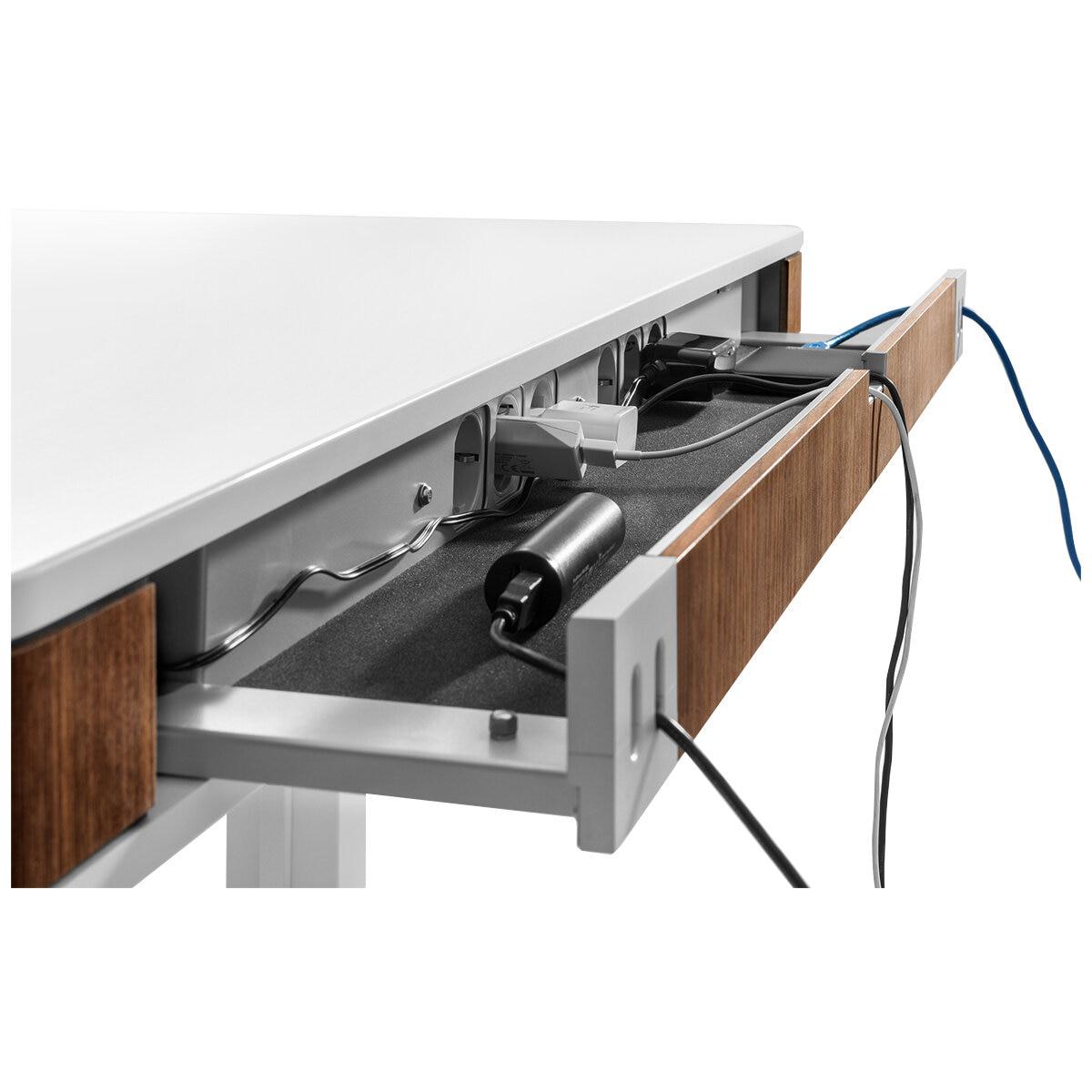 moll T7 Walnut Sit and Stand Desk White and Walnut