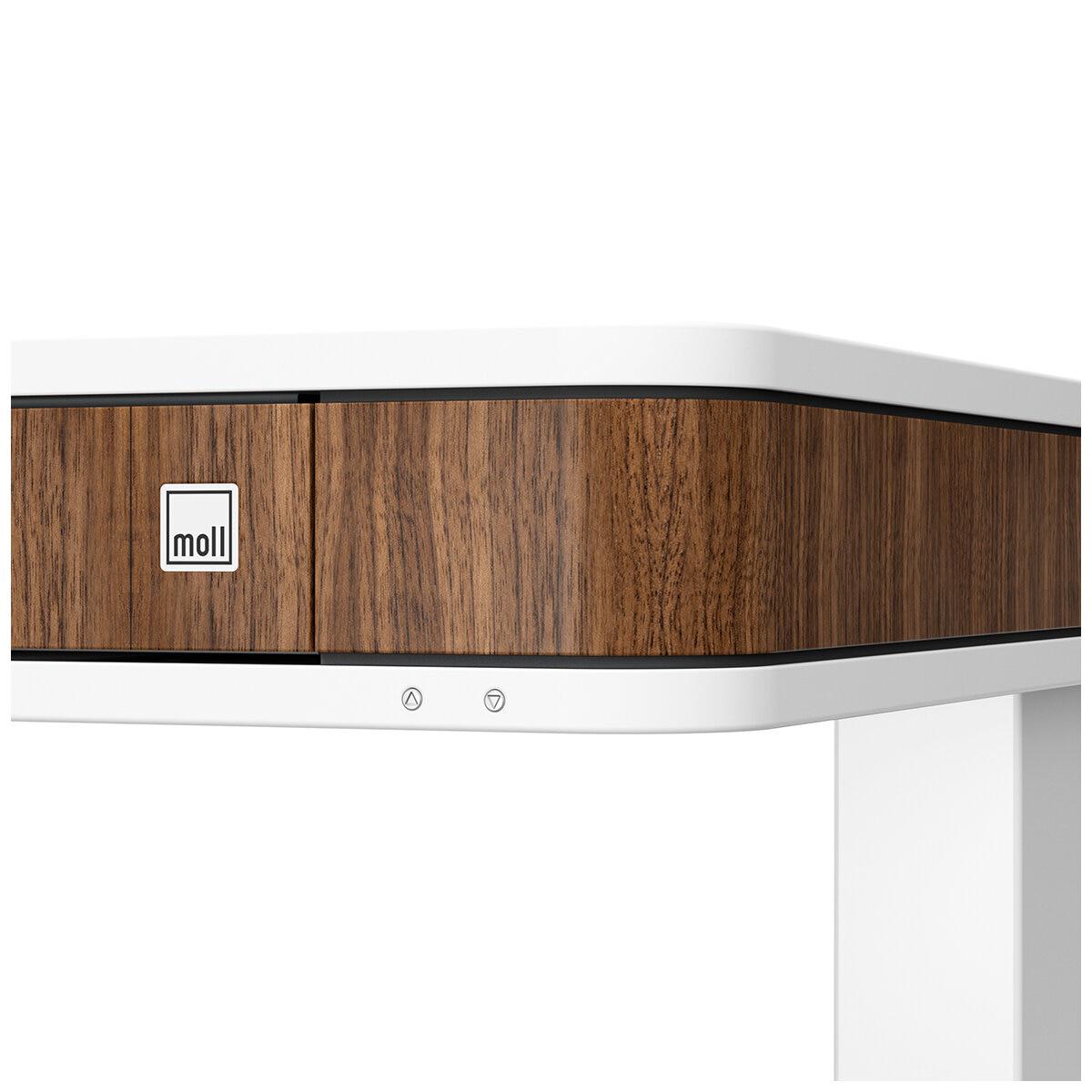 moll T7 Walnut Sit and Stand Desk White and Walnut